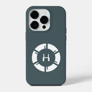 Coque Pour iPhone 14 Plus Cercle Futuriste Avec Monogramme Sci-Fi Gris