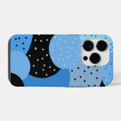 Coque Pour iPhone 14 Plus Cercles bleus pointillés abstraits (Verso Horizontal)