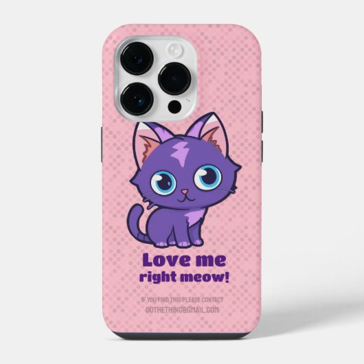 Coque Pour iPhone 14 Plus Chat Anime Violet Art Vector Rose (Verso)
