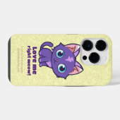 Coque Pour iPhone 14 Plus Chat Anime Violet Art Vectoriel Jaune (Verso Horizontal)