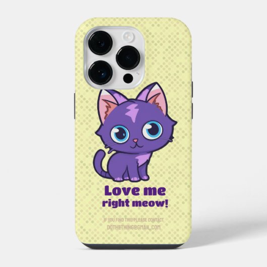 Coque Pour iPhone 14 Plus Chat Anime Violet Art Vectoriel Jaune (Verso)