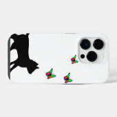 Coque Pour iPhone 14 Plus Chat noir et papillon (Verso Horizontal)