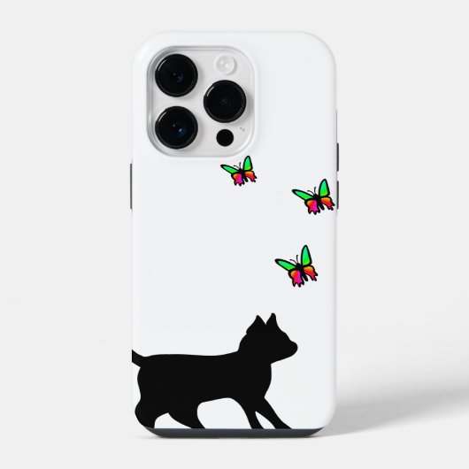 Coque Pour iPhone 14 Plus Chat noir et papillon (Verso)