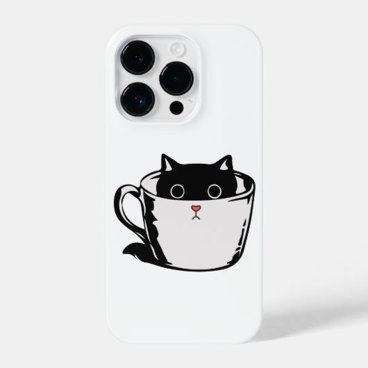 Coque Pour iPhone 14 Plus Chaton noir avec nez rouge caché dans une tasse (Verso)