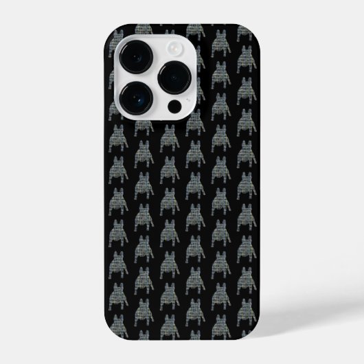 Coque Pour iPhone 14 Plus Chien mignon Français Grille Silhouette Chien Noir (Verso)
