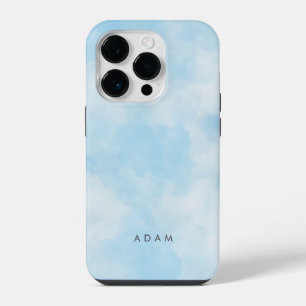 Coque Pour iPhone 14 Plus Ciel Abstrait Pastel Bleu Nuages Personnaliser