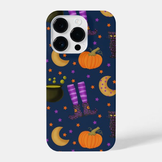 Coque Pour iPhone 14 Plus Citrouilles, chats et lunes d'Halloween (Verso)