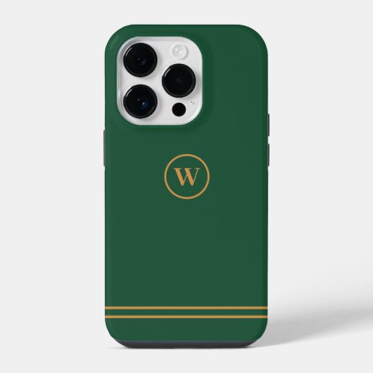 Coque Pour iPhone 14 Plus Classique Vert Chic Monogramme Personnalisé (Verso)
