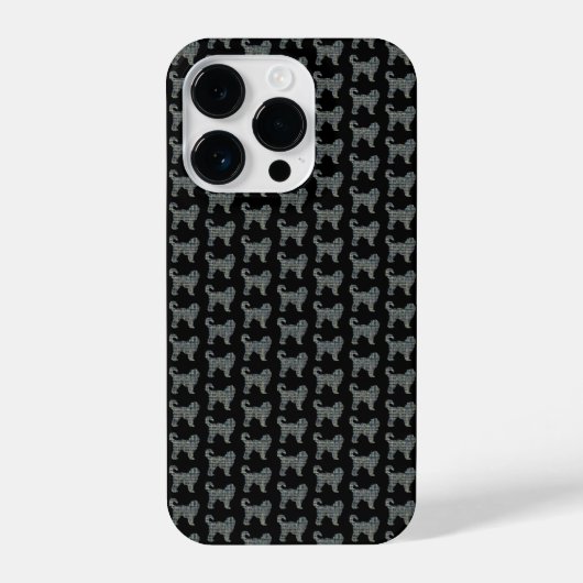 Coque Pour iPhone 14 Plus Cockapoo Silhouette Jaune et Grille Noire (Verso)