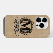 Coque Pour iPhone 14 Plus Conception de monogramme floral (Verso Horizontal)