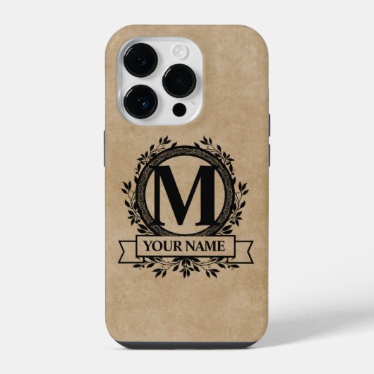 Coque Pour iPhone 14 Plus Conception de monogramme floral (Verso)