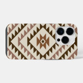 Coque Pour iPhone 14 Plus Conception de motif diamant aztéque marron+crème (Verso Horizontal)