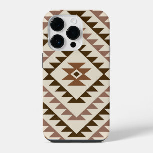 Coque Pour iPhone 14 Plus Conception de motif diamant aztéque marron+crème