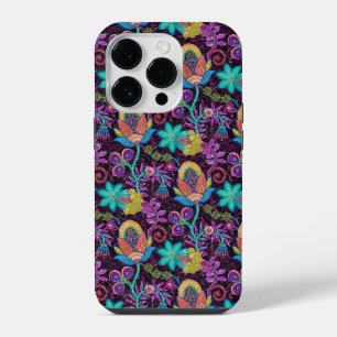 Coque Pour iPhone 14 Plus Conception florale rétro aspect perles de verre co