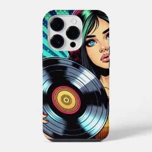 Coque Pour iPhone 14 Plus Cool Pop Art Comic Style Girl avec Album de Vinyl