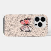 Coque Pour iPhone 14 Plus Coque iphone papillon avec Rose (Verso Horizontal)