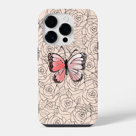 Coque Pour iPhone 14 Plus Coque iphone papillon avec Rose (Verso)