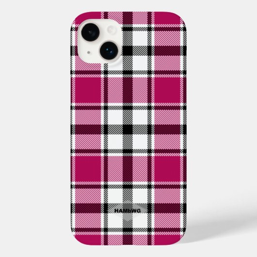Coque Pour iPhone 14 Plus Coque iphone Plaid rose, noir et blanc HAMbWG (Verso)