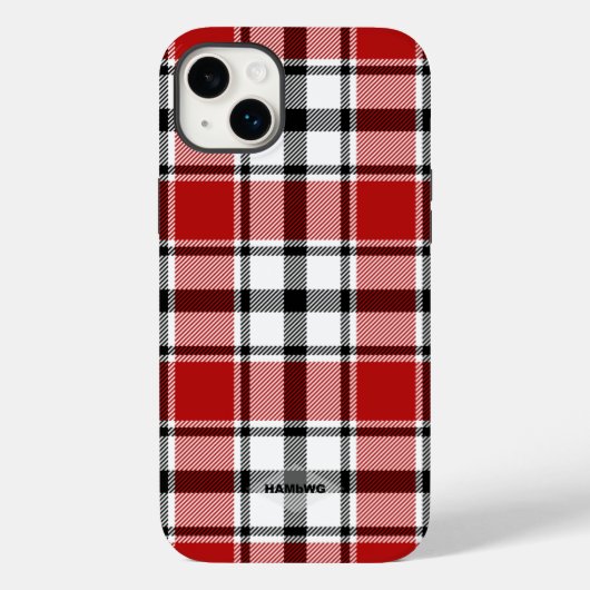 Coque Pour iPhone 14 Plus Coque iphone Plaid rouge, noir et blanc HAMbWG (Verso)