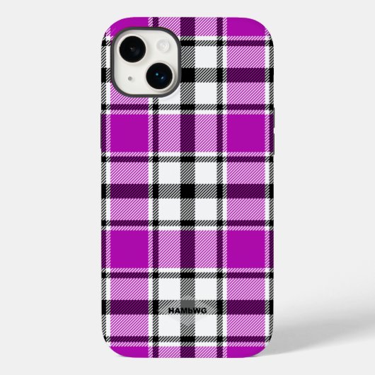 Coque Pour iPhone 14 Plus Coque iphone Plaid violet, noir et blanc HAMbWG (Verso)