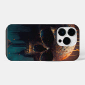 Coque Pour iPhone 14 Plus Crâne avec fond apocalyptique (Verso Horizontal)