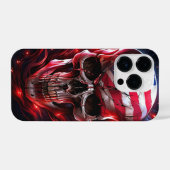 Coque Pour iPhone 14 Plus Crâne cool avec drapeau américain (Verso Horizontal)