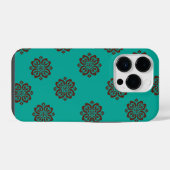 Coque Pour iPhone 14 Plus "Crimson Scrolls - Bold Elegance" (Verso Horizontal)