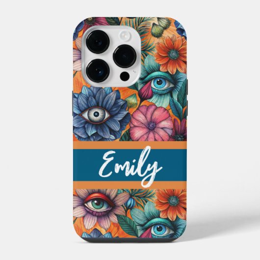 Coque Pour iPhone 14 Plus Custom Retro Floral Pattern (Verso)