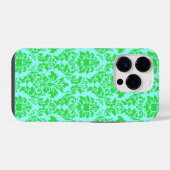 Coque Pour iPhone 14 Plus Damassé bleu vert (Verso Horizontal)
