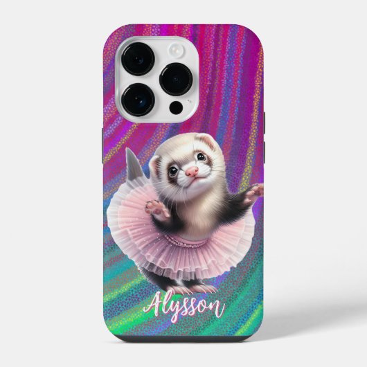 Coque Pour iPhone 14 Plus Dancing Ferret dans un ballet Tutu Doing (Verso)