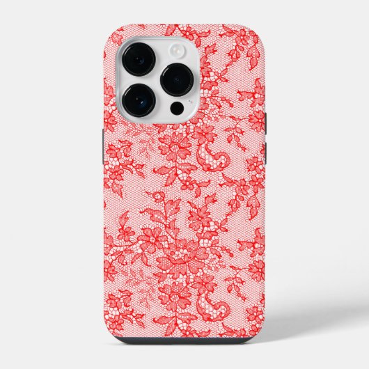Coque Pour iPhone 14 Plus Dentelle rouge (Verso)
