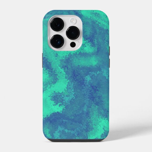 Coque Pour iPhone 14 Plus Diffusion Abstraite bleue verte (Verso)