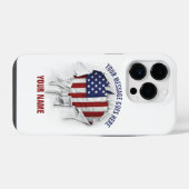 Coque Pour iPhone 14 Plus Drapeau américain déchiré, déchiré Coque-Mate (Verso Horizontal)
