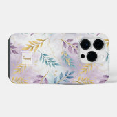 Coque Pour iPhone 14 Plus Elegant Gold Botanical Marble Mongram (Verso Horizontal)