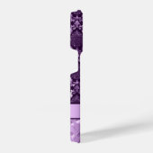 Coque Pour iPhone 14 Plus Élégant Purple Floral Damask Texture métallique (Côté droit)