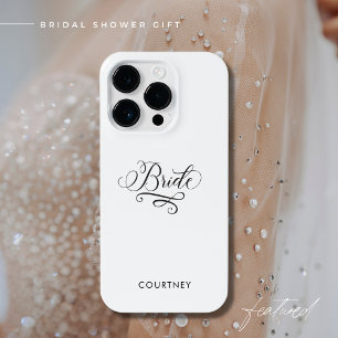 Coque Pour iPhone 14 Plus Élégante Calligraphie Style Mariée Noir et Blanc