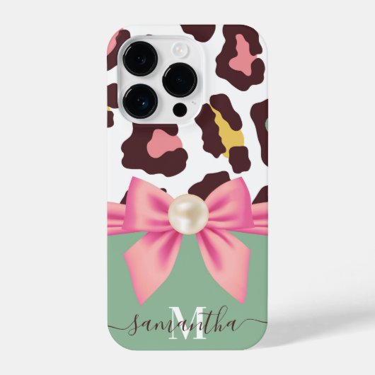 Coque Pour iPhone 14 Plus Empreinte de léopard et Bow (Verso)