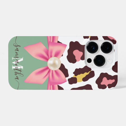 Coque Pour iPhone 14 Plus Empreinte de léopard et Bow (Verso Horizontal)