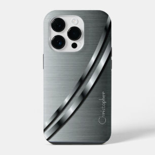 Coque Pour iPhone 14 Plus Empreinte en acier inoxydable titane argent