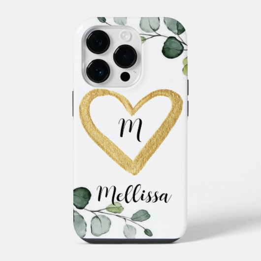 Coque Pour iPhone 14 Plus Étui Eucalyptus Monogrammé pour iPhone 14 Pro (Verso)