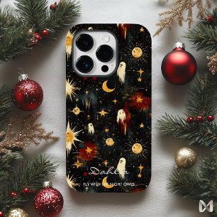 Coque Pour iPhone 14 Plus Fantômes dorés et étoiles célestes dans un ciel de