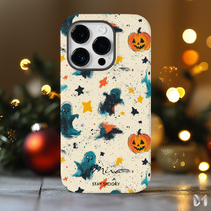 Coque Pour iPhone 14 Plus Fantômes sarcelles et citrouilles pour un Hallowee