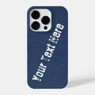 Coque Pour iPhone 14 Plus Faux Blue Jeans Fabric Nom du texte personnalisé