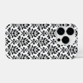 Coque Pour iPhone 14 Plus Feuille Damask Patte noir sur blanc (Verso Horizontal)