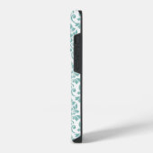 Coque Pour iPhone 14 Plus Feuille Motif Damask Sarcelle (Sur mesure) (Côté gauche)