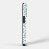 Coque Pour iPhone 14 Plus Feuille Motif Damask Sarcelle (Sur mesure) (Côté droit)
