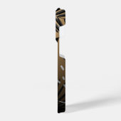 Coque Pour iPhone 14 Plus Feuilles tropicaux noirs et dorés (Côté gauche)