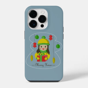Coque Pour iPhone 14 Plus Fille avec boîte de cadeau de Noël