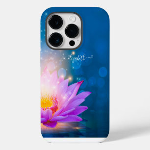 Coque Pour iPhone 14 Plus Fleur de lotus violette magnifique, lac, bleu, zen