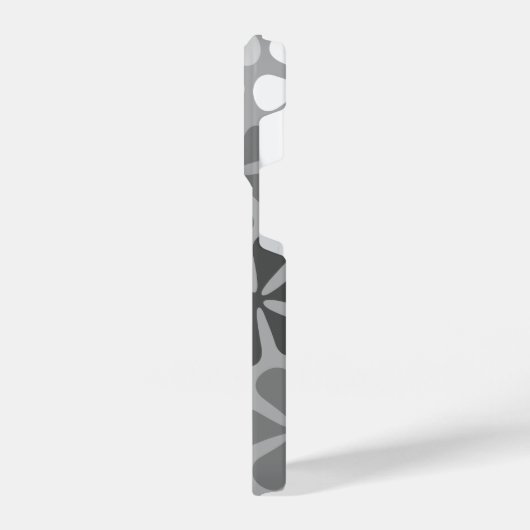 Coque Pour iPhone 14 Plus Fleurs Abstraites Gris noir blanc (Côté gauche)